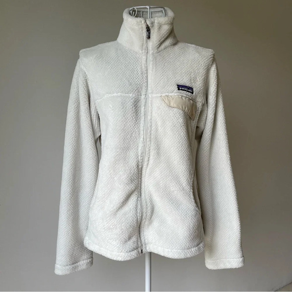 Patagonia Full-Zip Re-Tool Fleece Jacket soft fur pockets cowl neck cream size S - Picture 1 of 11